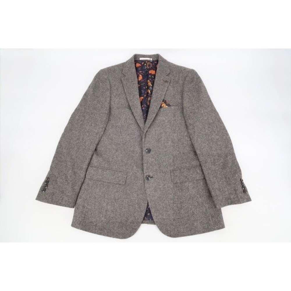 Harry Brown Gray Wool Blend Tweed Blazer Mens 40R Slim Fit Two Button Sport Coat